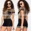 lady cropped leopard sublimation t shirt wholesale cheap
