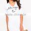 Custom Logo Design Women Nightie V Neck Rayon&Spandex Nightgown With Drop Sleeve Front Print T-Shirt Dress