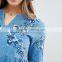 Fashion wholesale summer custom comfortable maternity dress with embroidery design maternity clothing women denim dress