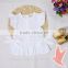 Lovely design wholesale Flutter sleeve cotton clothes plain white baby girl top