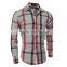 Color matching Formal Shirt Stand Collar Check Shirt For Men