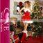 With Stocking Velvet Mini Sexy Christmas Ladies Santa Dress Costume