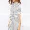 2015 New Woman Clothing Stripe Midi Shirt Dress for Women