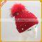Fashion Design 3D Embroidery Beanie Knitting Pattern Acrylic Pom Hat