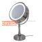 7 inch metalic desktop makeup mirror with LED light/Angle tilt adjustable/Light touch control panel