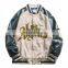 Custom Double Color Patchwork Patch Embroidered Oversize White College Bomber Jacket For Men