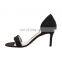 Black color sexy low heel ankle wrap design sandals shoes women's pearl decorated design other color are available