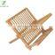 Awesome 2 Tier Natural Bamboo Folding Dish plate Drying Rack with drainboard