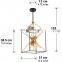 Simple Unique Square Metal Cage Small Farmhouse Hanging Pendant Light Lamp