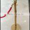 Gold Braided Rope Barrier Pole With Velvet Rope For Crowd Control