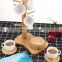 Household Multi-function Bamboo Coffee Cup Drying Holder Rack With 6 Coasters For Gift