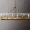 Luxury metal industrial indoor hotel decoration rectangular chandelier lighting camino retro filament glass shade chandelier