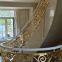 Curved Rotating Villa Stairs European Brass Engraved Sandblasted Gold-plated Handrails