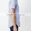 Custom mens short sleeve chambray dress shirt blue striped shirt