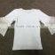 New organic 95% Cotton 5% Spandex best selling Blank white ruffles kids t shirt wholesale