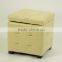 Home furniture use button design square Solid birch Storage /PU Wood Ottoman (KY-3131)