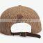 6panel brown promotional winter emroidery patch leather strap hat