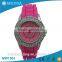 Fashion quartz movement silicone strap diamond circle lady wrist watch