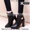 2016 Sexy Round Toe Chunky Heel Ankle Boots Women Sexy Chunky Pumps Shoes PQ4385