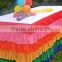 Polyester rainbow table skirts table cover