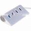 Silver Super Speed Premium Aluminum 4 Ports USB 3.0 Hub