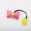 Wholesale Kids Accessory Candy pink Cute round ball Hair Ties With cellulose acetate butterfly bow knot Beads Decorative