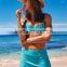 Bulk Production Wholesale High Quality Polyester Lycra Ladies Sexy One Piece Tight Blue Swimwear Shirred Swim Skirt