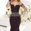 elegant full length A-line backless long sleeve black evening dresses