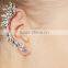 Girls Punk Metal white Crystal Spike wing Ear Cuff Piercing Chain Earring