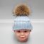 Winter wholesale kids poms hat children hat with high quality raccoon poms