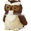 Owl mascot beanie boos collection stuffed big eyes embroidert fabric woven doll toy 6 inches custom design logo
