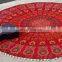 Indian Red Roundie Mandala Tapestry throw Ethnic Bohemian 72" Round Mandala Wall Hanging With pom Pom Lace