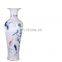 Traditional Chinese Tall Hand Painted Lotus Fish Design Blue And White Porcelain Floor Vases