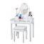 White Dressing Table With Stool With 3 Drawers And Makeup Vanity Table