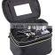 Black Leather makeup vanity case, double room cosmetic bag with mirror,custom make leather cosmetic travel case