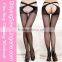 Factory wholesale sexy women black open crotch crossing suspender pantyhose stockings