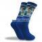 compression men running socks printing sports socks blue crew socks