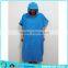 Solid blue color terry cloth towel poncho for surf changing clothes