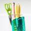 color double injection soft touch handle kitchen knife set with acrylic block