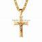 Wholesale Hallowmas Christian Church Titanium Steel Gold Jesus Cross Pendant Necklaces For Contemplative Human