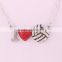 Silver Crystal Red Heart I Love You Volleyball Ball Pendant Necklace Jewelry for Girlfriend