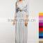 Long bridesmaid dress V Neck High Waist Knot Maxi Dress 3/4 Sleeve muslim long dress Women