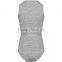 High Quality Women Grey Sleeveless Plunge Bodysuits V Neck Casual Bodysuits Fashionable Slub Cotton Tops