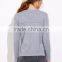 Custom Made Grey Split Side High Low Pocket Sweater Long Sleeve Round Neck Pullovers Casual Sports Sweater