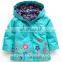 2017 High Quality Children Green Custom Jacket Kids Flowers Print Raincoat