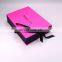 Top quality! pink flat folding gift texture paperboard box with ribbon closure