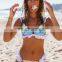 Flower Printed Bikini Set Sexy Women Ruffled Hollow Out Bathing Suit Sweet Swimsuit Beachwear