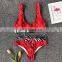 2019 New Sexy Leopard Low Cut Beach Bikini Women Patchwork Belt Buckle Bandage Bandeau Bather Bathing Suit Mujer Padded Swimsuit