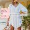 V neck Beach Cover up Sarong White Cotton Beach Dress Tunic Bikini cover up Kaftan Beach Swimsuit cover up Saida de Praia