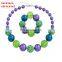 DIY Girl Necklace bracelet 2pcs Set Green Purple Chunky bubble beads Children boutique Jewelry Sets Gift